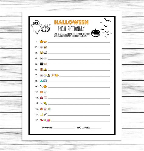 Halloween Emoji Pictionary Game Virtual Or Printable Etsy In 2022