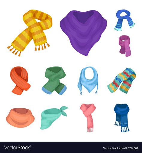 Scarf And Shawl Cartoon Icons In Set Collection Vector Image
