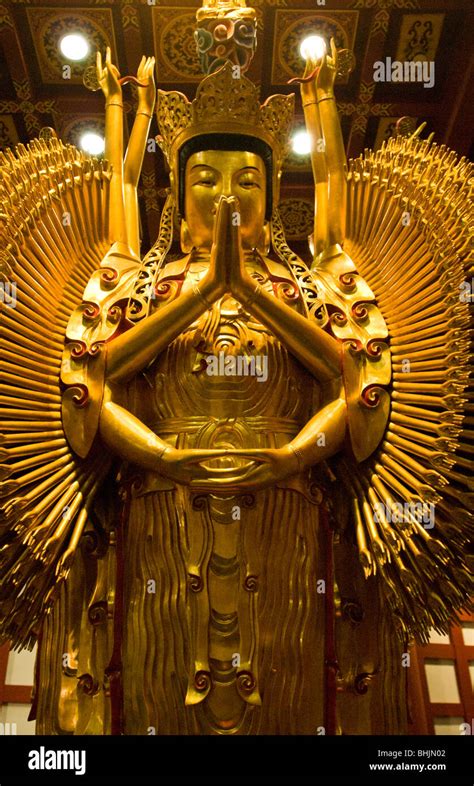 Golden Statue Inside Pagoda At Tianning Temple Changzhou Jiangsu