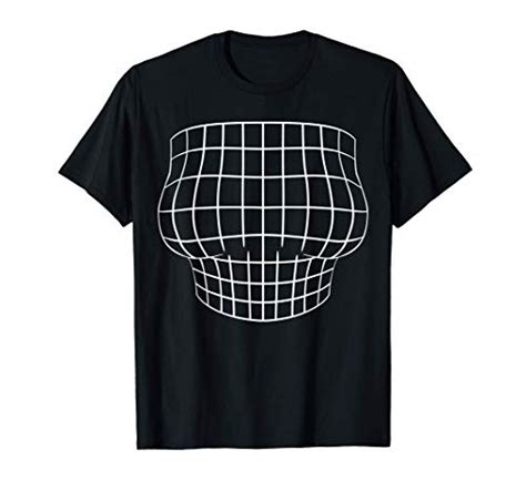 Magnified Chest Optical Illusion Grid Big Boobs T Shirt Wantitall