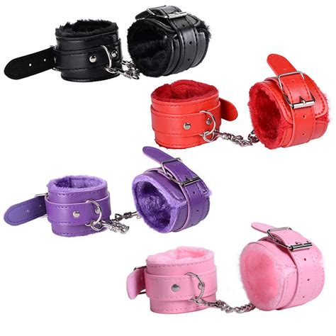 Handcuffs Sexy Metal Adjustable Pu Leather Plush Restraints Slave Erotic Wives Cuff Sex Toys For