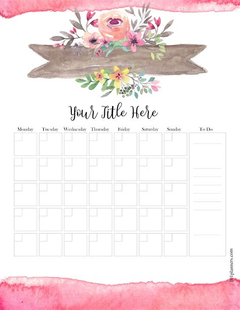 Printable Free Calendar Template