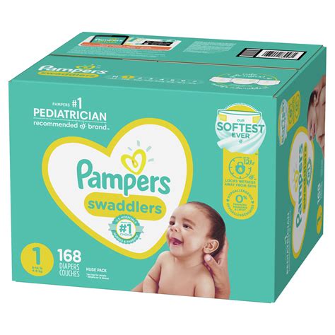 Pampers Swaddlers Newborn Diapers Soft And Absorbent Size 1 168 Ct