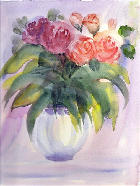 Vase Of Roses Painting By Asha Sudhaker Shenoy Fine Art America
