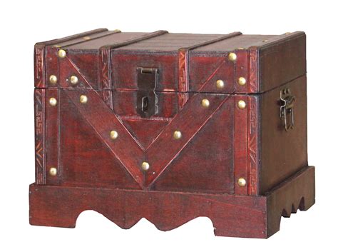 Small Wooden Treasure Box, Old Style Decorative Treasure Chest with ...