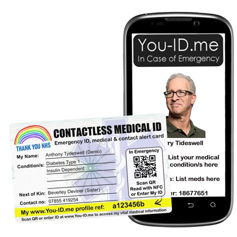 The tag is often made out of stainless steel or sterling silver. Contactless emergency medical ID card. NFC QR and printed medical and contact details