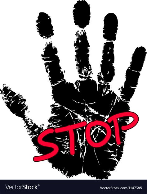 Hand Print With Stop Sign Royalty Free Vector Image