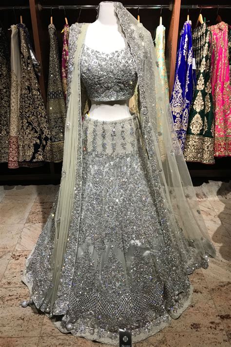 Silver Indian Bridal Lehenga Indian Wedding Dress Bridal Lehenga