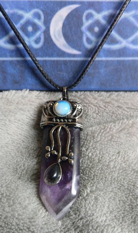 Amethyst Pendant With Opalite Necklace Crystal Healing Natural Etsy UK