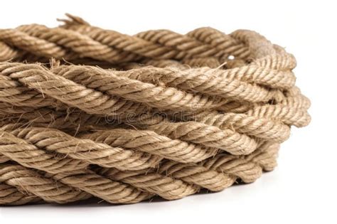 Hemp Rope Texture High Resolution Isolated On White Background Stock