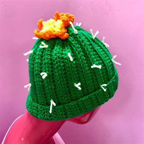 Dark Green Cactus Hat By Knot Knitted Kei Collective
