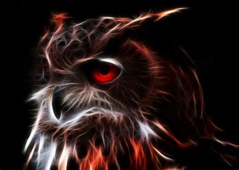 Glowing Owl Art Owl Fractal Art