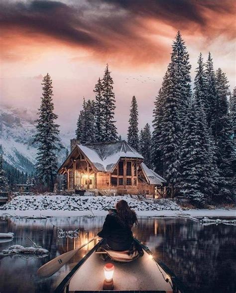 Emerald Lake Canada Winter House Winter Cabin Winter Scenery