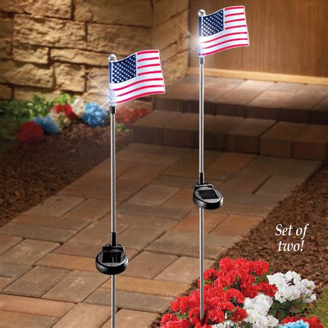 American Flag Solar Garden Stakes Set Of 2 By Decorshop