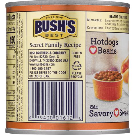 33 Bush Baked Beans Nutrition Label - Labels For You