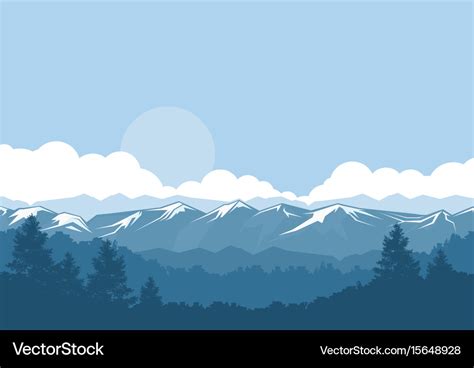 Mountains And Forest Foggy Landscape Royalty Free Vector