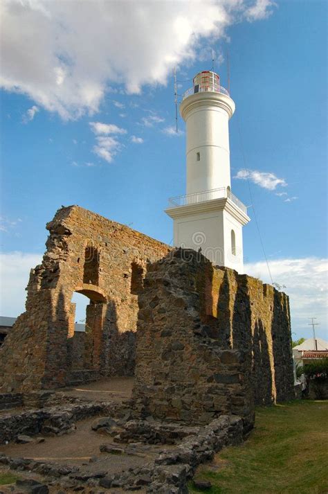 Ruins And Lighthouse At Colonia Del Sacramento Lighthouse Among