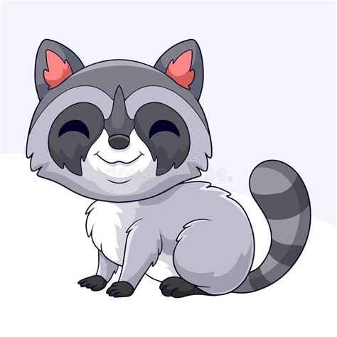 Cartoon Cute Little Raccoon On White Background Stock Vector