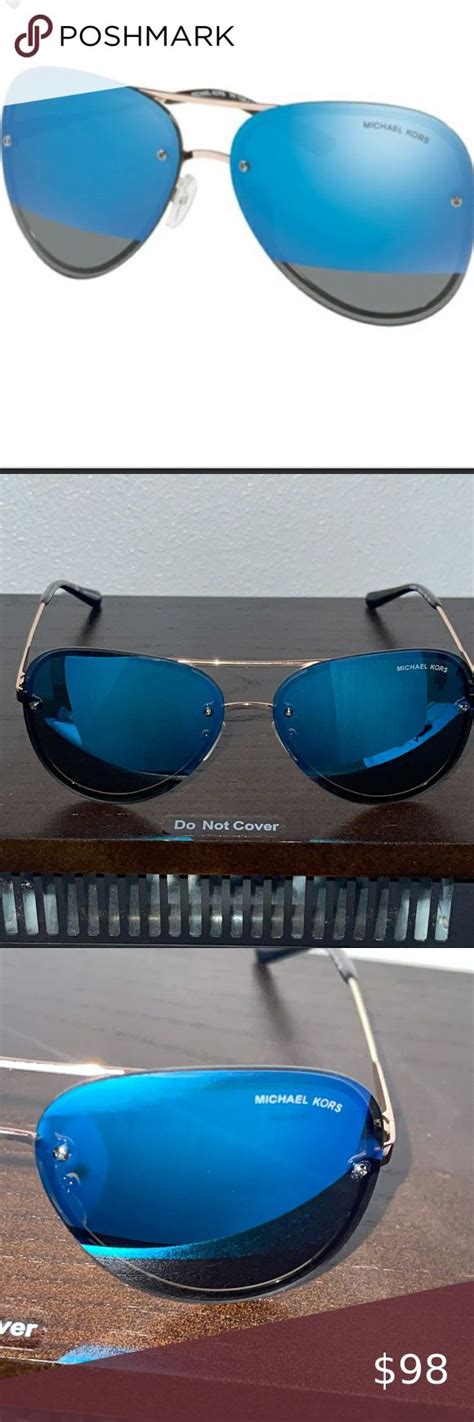 Michael Kors La Jolla Black Blue Mirror Aviator Ladies Sunglasses