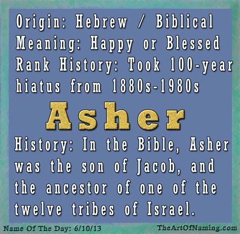 The Art Of Naming Name Of The Day Asher