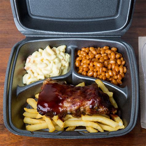 250 sets deli food round take out containers soup cup plastic 32 oz. Dart 90HTB3R 9" x 9" x 3" Black Foam Three-Compartment ...