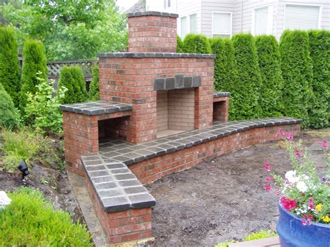 Simple Outdoor Brick Fireplace