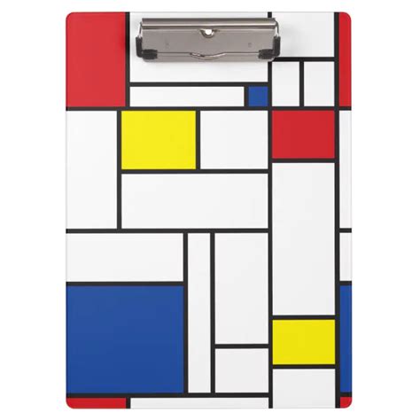 Mondrian Minimalist Geometric De Stijl Modern Art Clipboard Zazzle