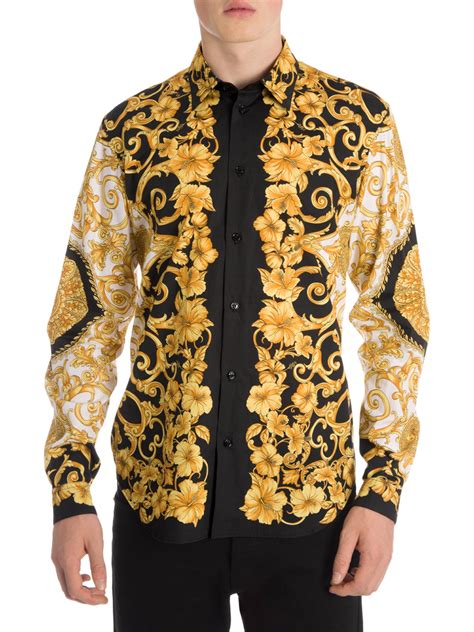Versace Baroque Hibiscus Silk Shirt For Men Lyst
