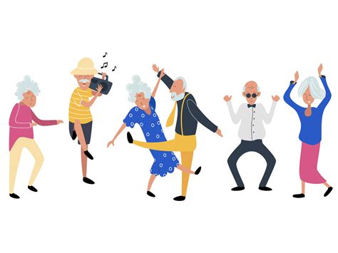 Seniors Party Dancing Illustration People Illustration Vector