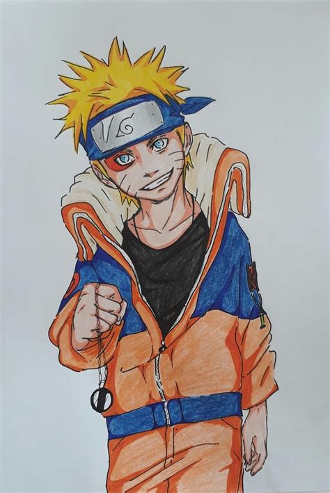 I Drew Naruto A4 Sign Pen And Colour Pencil Anime Character Drawing