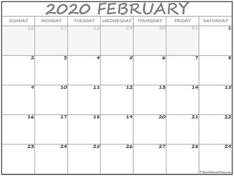 Blank February 2020 Calendar Printable Get Free Printable Calendar