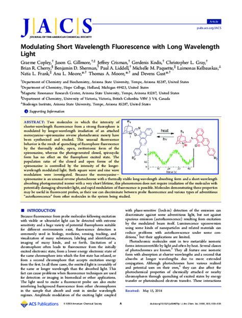 Pdf Modulating Short Wavelength Fluorescence With Long Wavelength