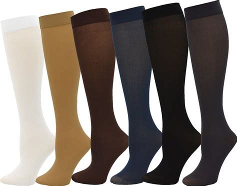 queen size trouser socks for women 6 pairs plus stretchy opaque knee high dress sock 6 pairs
