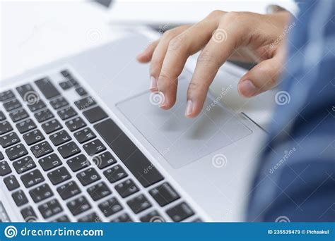 Business Partners Concept A Businessman Scrolling On A Touch Pad Of A
