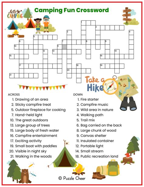 Easy Camping Fun Crossword Puzzle Puzzle Cheer