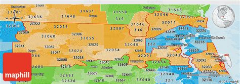 Political Shades Panoramic Map Of Zip Codes Starting With 320