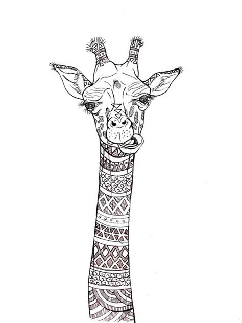 Free coloring sheets to print and download. Zentagle Giraffe coloring pages for Adults