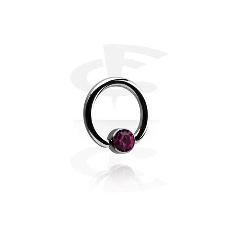 Hunt Or Dye Jeweled Ball Closure Ring For Titanium Piercing Fushia