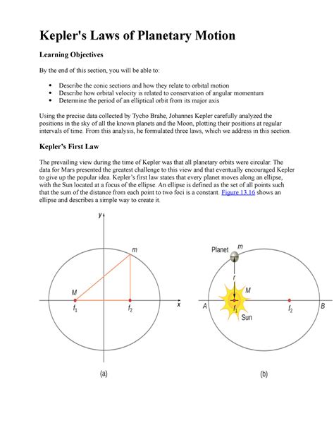 Keplers Laws Of Planetary Motion Learning Objectives By The End Of