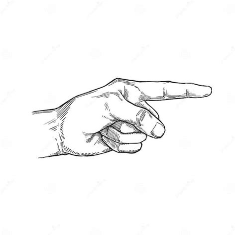 Vector Hand Drawn Illustration Of Index Finger Pointing Direction In