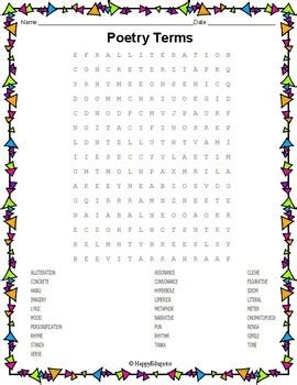 Poetry Terms Word Search by HappyEdugator | Teachers Pay Teachers