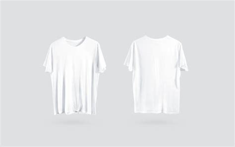 Blank White Tshirt Front And Back Side View Design Mockup Stock Photo