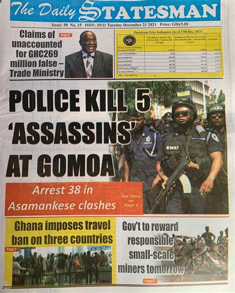 Newspaper Headlines Tuesday December 21 2021 Prime News Ghana