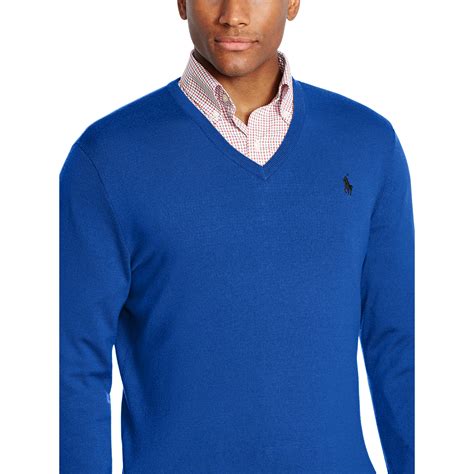 Ralph Lauren Merino Wool V Neck Sweater In Blue For Men Lyst