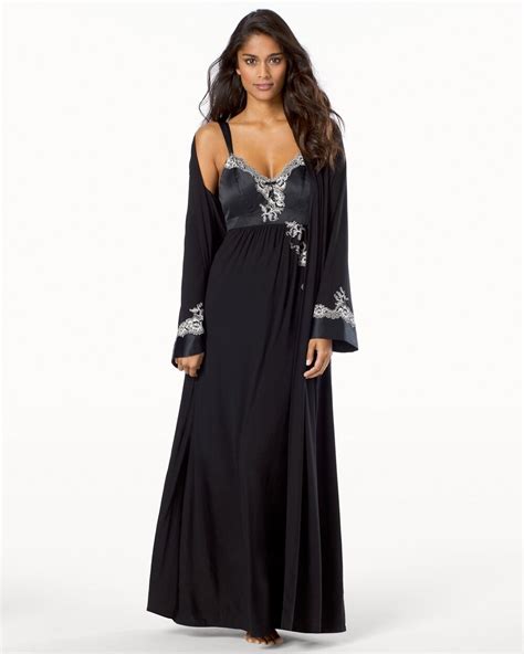 Alluring Satin And Lace Adorned Long Nightgown Shop Chemises And Gowns