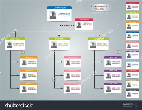 Color Card Organizational Chart Infographic Multiple Color Business