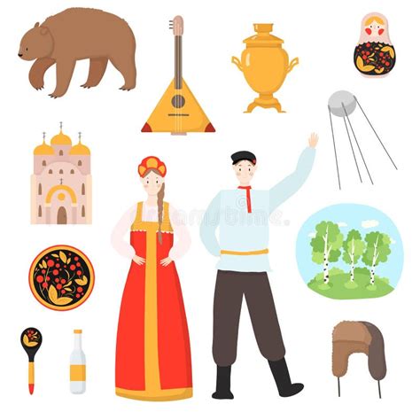 Russian National Traditional Travel Images Vector Russia Illustration