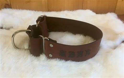 Personalized 2 Wide Genuine Leather Martingale Dog Collar With Name