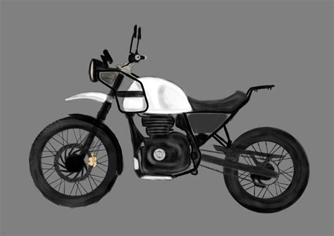 Digital Painting In Photoshop Royal Enfield Himalayan Bike Sketch