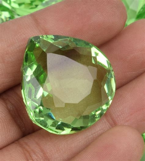 Amethyst Light Green Gemstone Pear Shape Translucent Single Etsy